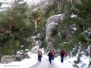 Tramo de pista con nieve, bajando de Collado Ventoso.